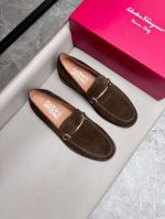 Ferragamo Brown calfskin Leather Shoes-Ferragamo Man Business Leather Shoes